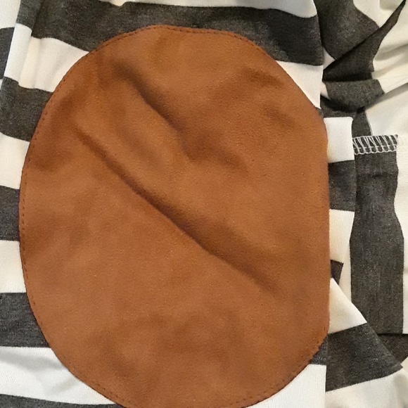 Stripped open front cardigan with elbow patches - Picture 3 of 3